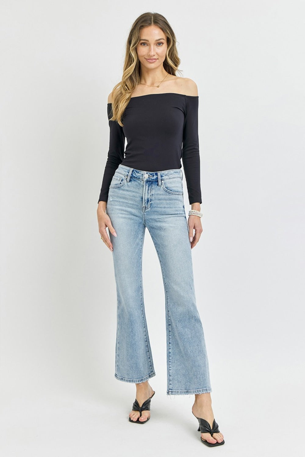 RISEN Full Size High Rise Ankle Flare Jeans - Charming Charlie