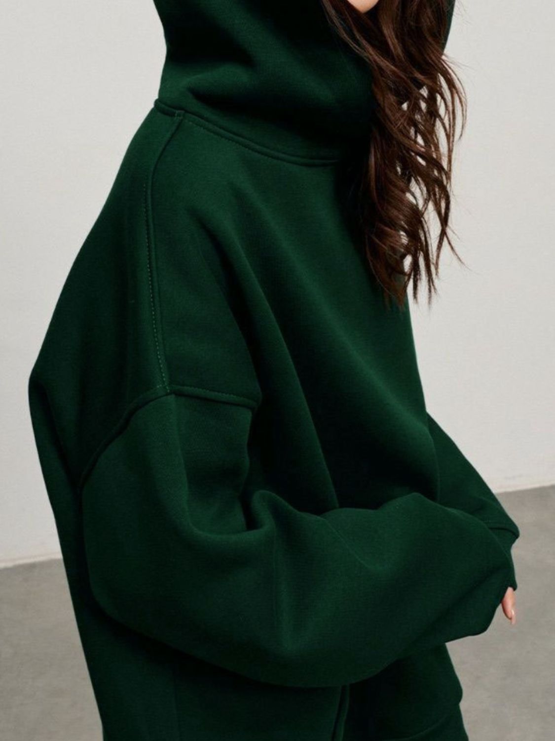 Pocketed Dropped Shoulder Long Sleeve Hoodie - Charming Charlie