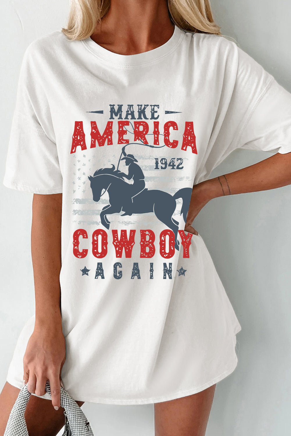 Cowboy Graphic Round Neck Half Sleeve T-Shirt - Charming Charlie