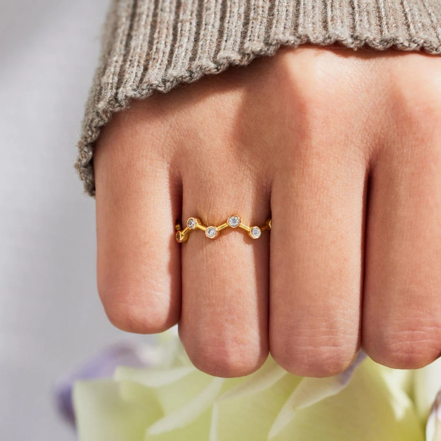 18K Gold-Plated 925 Sterling Silver Zircon Ring - Charming Charlie