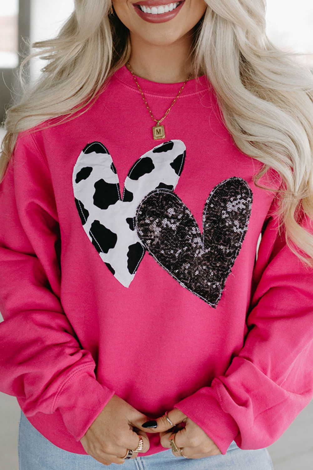 Heart Patch Long Sleeve Sweatshirt - Charming Charlie