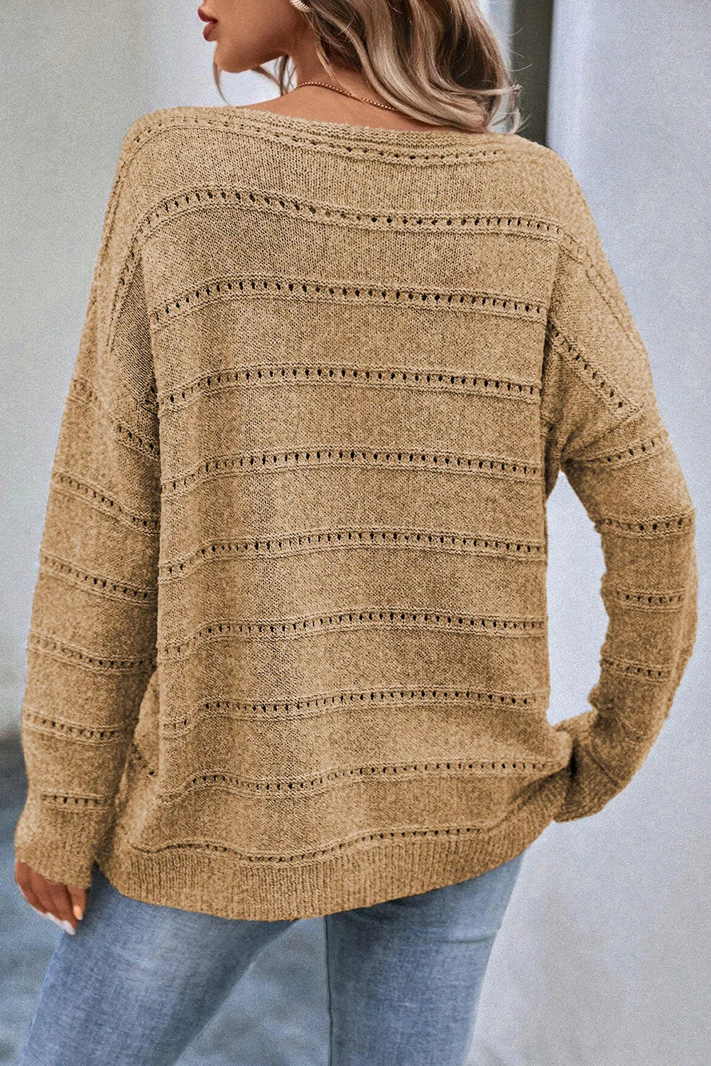 Boat Neck Dropped Shoulder Sweater - Charming Charlie