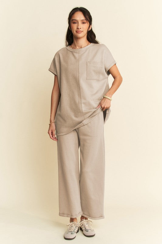 Davi & Dani Round Neck Short Sleeve Top and Pants Set - Charming Charlie