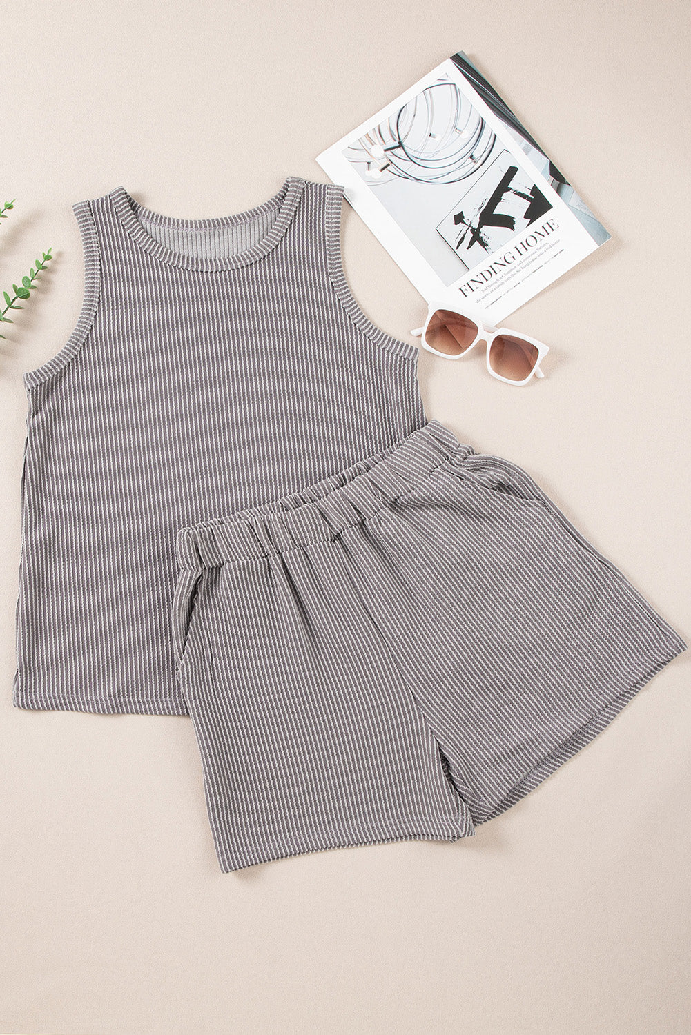 Round Neck Sleeveless Top and Shorts Set - Charming Charlie