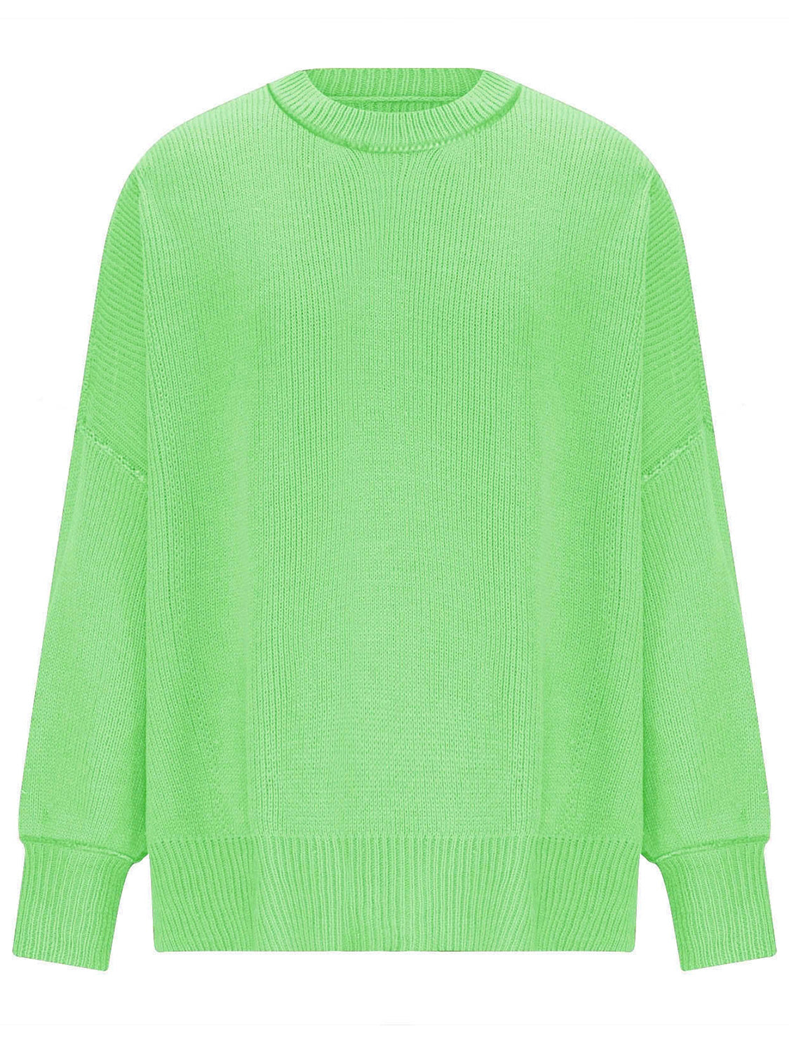 Round Neck Long Sleeve Sweater - Charming Charlie