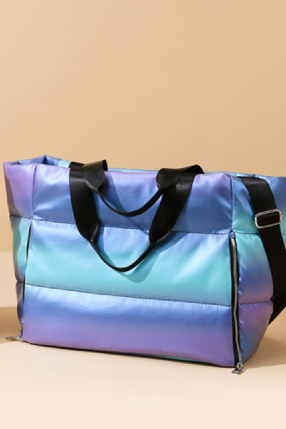 Gradient Quilted Travel Bag with Side Zippers - Charming Charlie