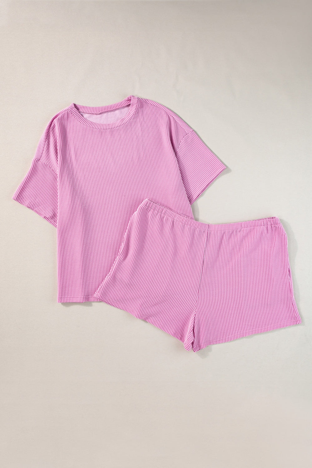 Plus Size Round Neck Short Sleeve Top and Shorts Set - Charming Charlie