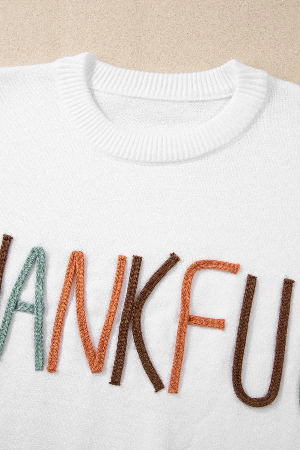 THANKFUL Round Neck Long Sleeve Knit Top - Charming Charlie