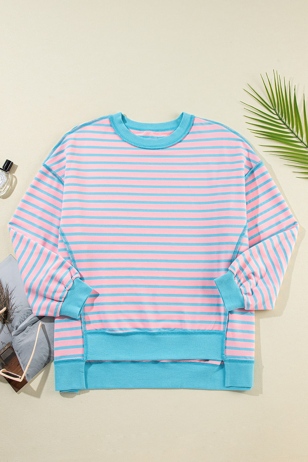 High-Low Striped Long Sleeve Sweatshirt - Charming Charlie
