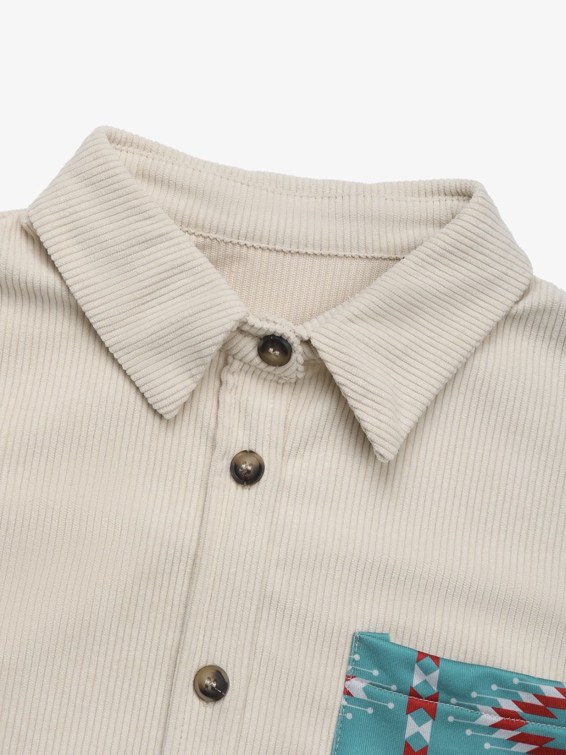 Perfee Pocketed Geometric Collared Neck Shacket - Charming Charlie