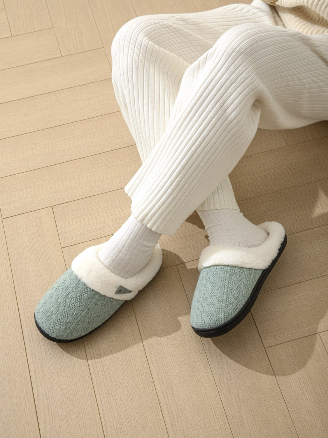 Horn Buckle Furry Texture Flat Slippers - Charming Charlie