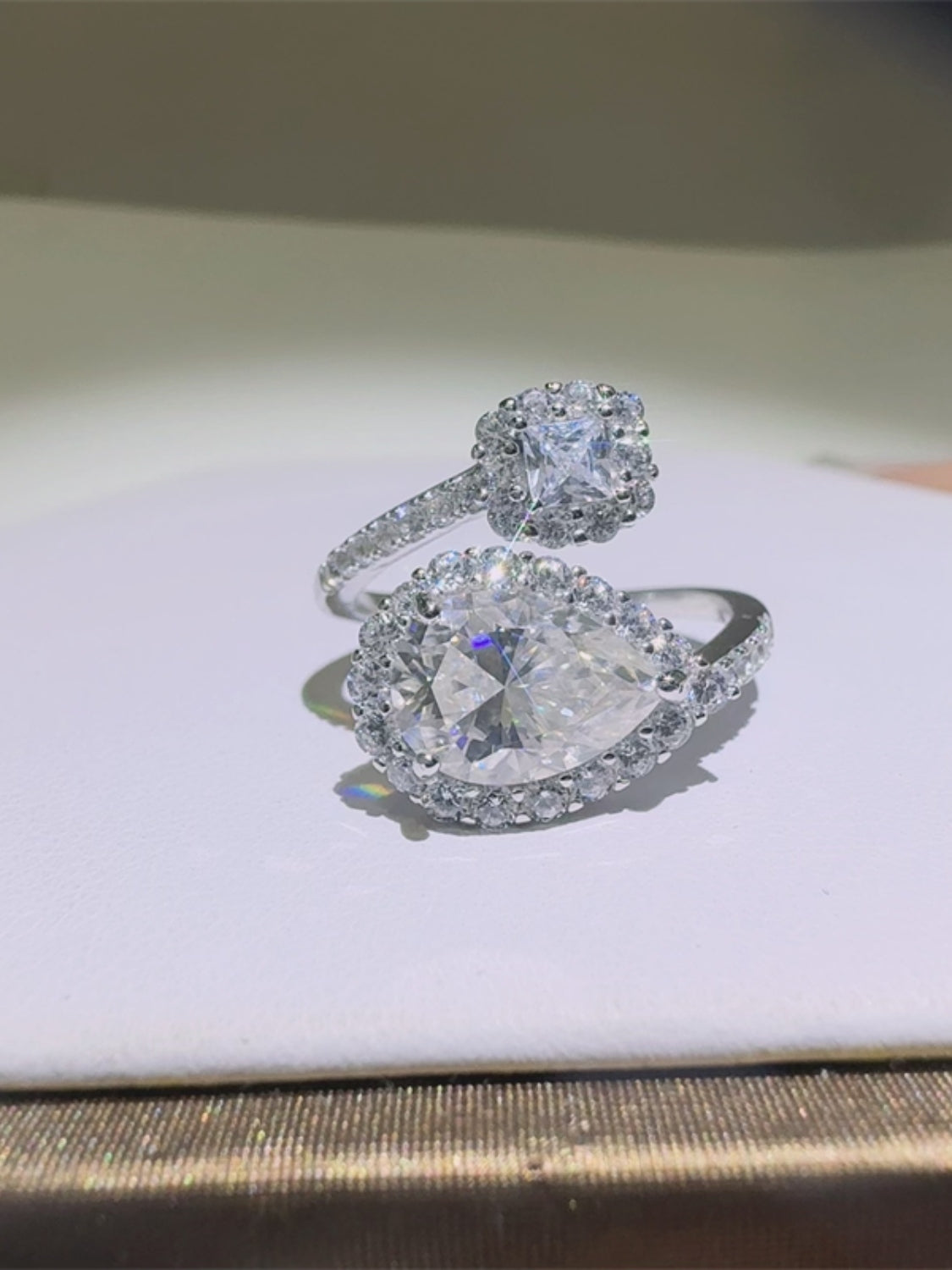 2 Carat Moissanite 925 Sterling Silver Bypass Ring - Charming Charlie