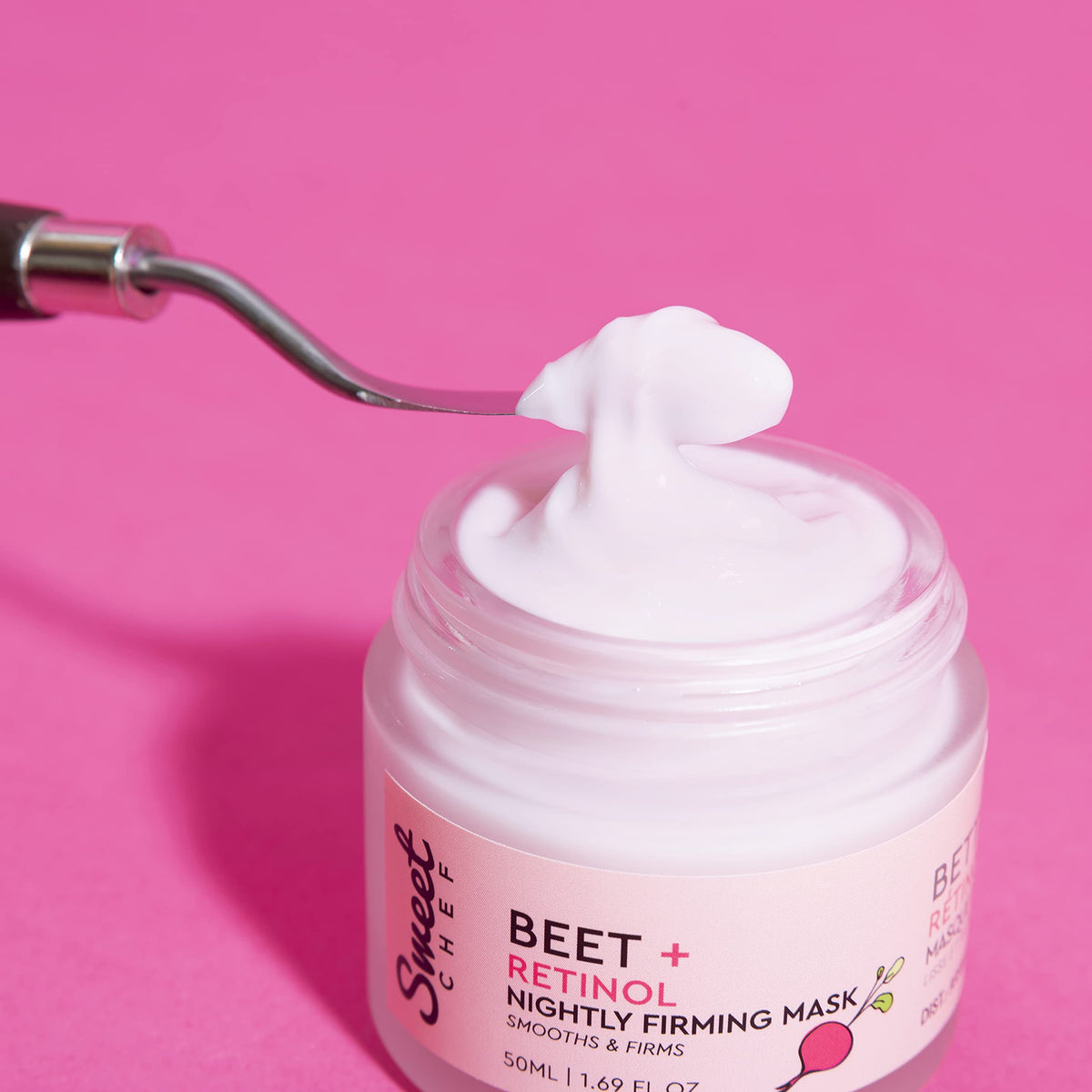 Sweet Chef Beet + Retinol Nightly Firming Mask - Beet Root Extract + Smoothing Retinol Night Cream Mask - Vegan Overnight Face Mask with Squalane + Hyaluronic Acid (50ml / 1.69 fl oz) - Charming Charlie