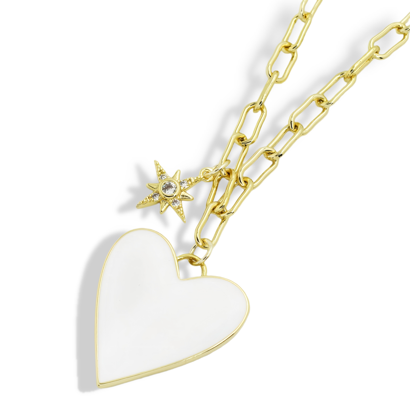 Colorful charms gold necklace featuring gemstone details, layered jewelry design, trendy accessory for women’s jewelry collections, boutique wholesale fashion necklace that is hypoallergenic, tarnish free, and waterproof jewelry with a cute aesthetic statement style