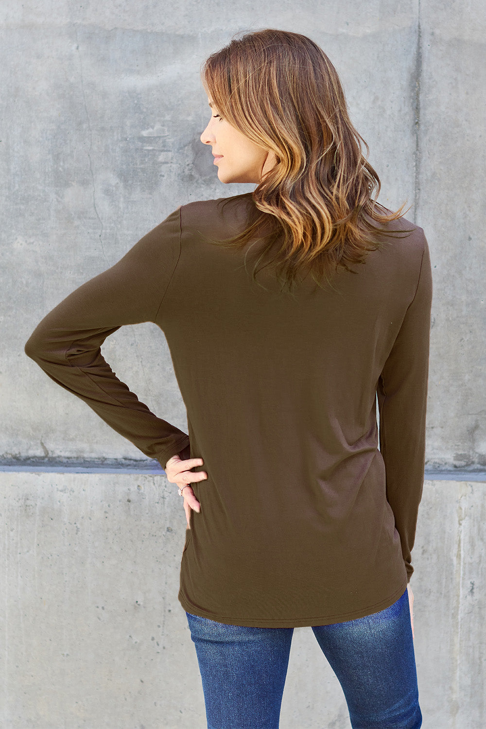 Basic Bae Full Size Round Neck Long Sleeve Top - Charming Charlie
