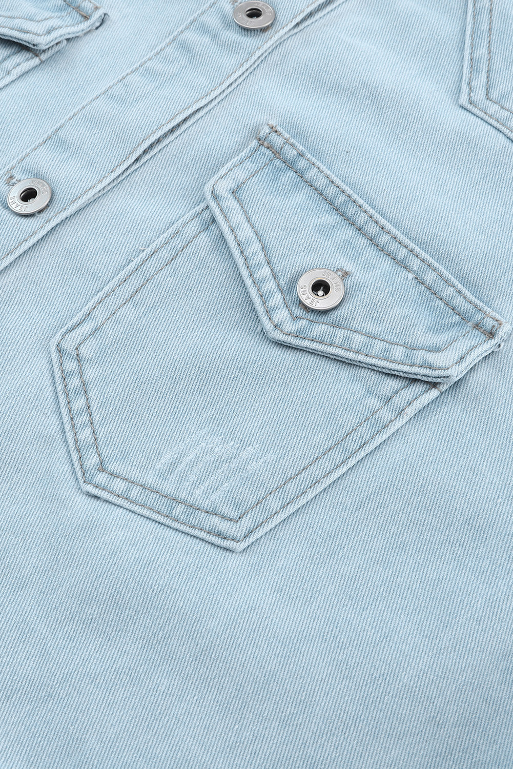 Flap Pocket Raw Hem Denim Jacket - Charming Charlie