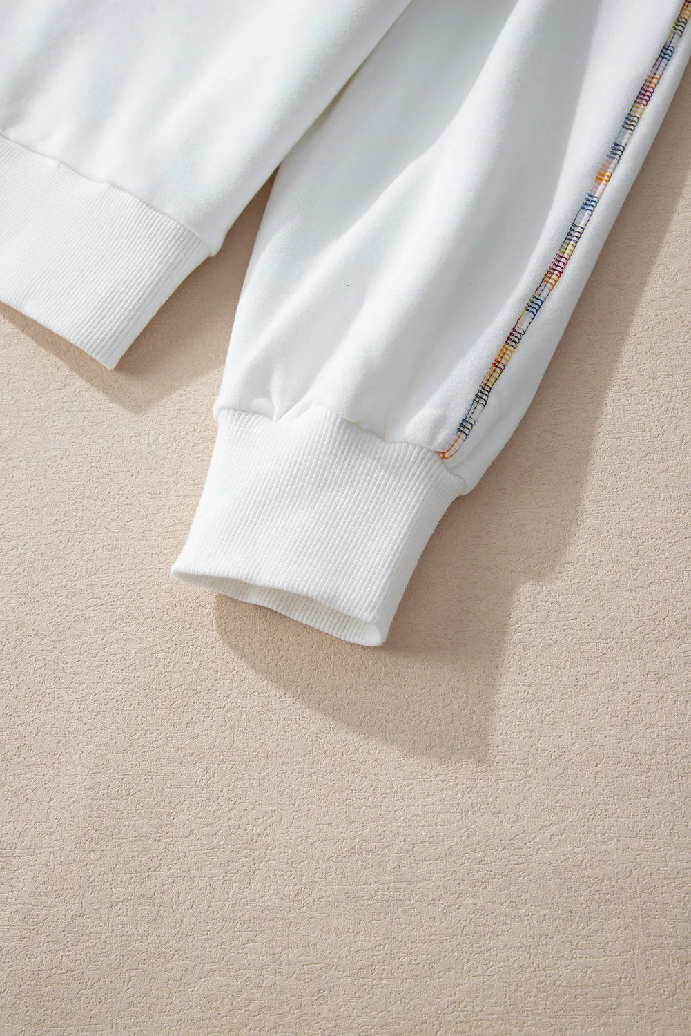 Rainbow Trim Round Neck Long Sleeve Sweatshirt - Charming Charlie