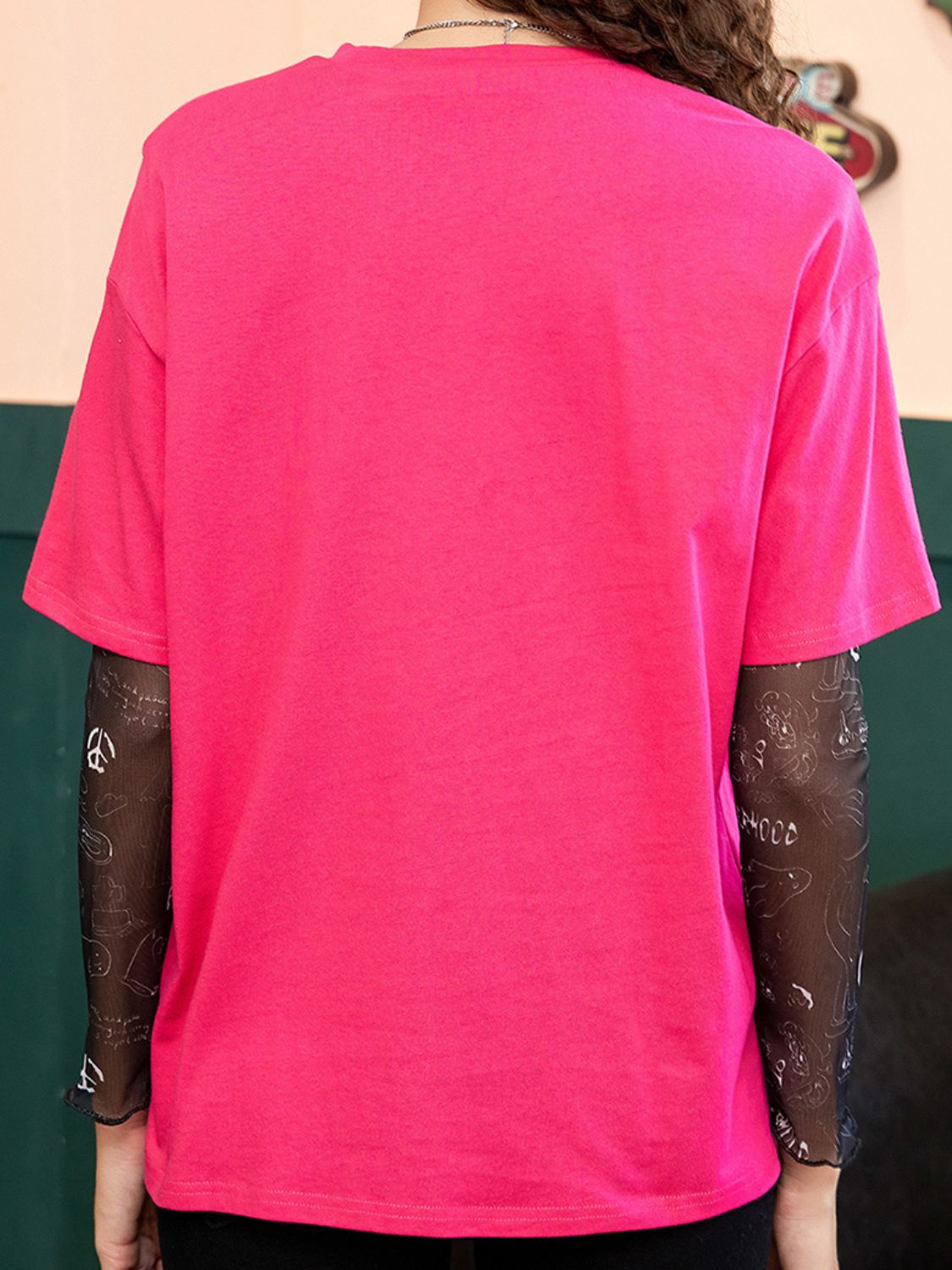 Letter Graphic Round Neck Half Sleeve T-Shirt - Charming Charlie