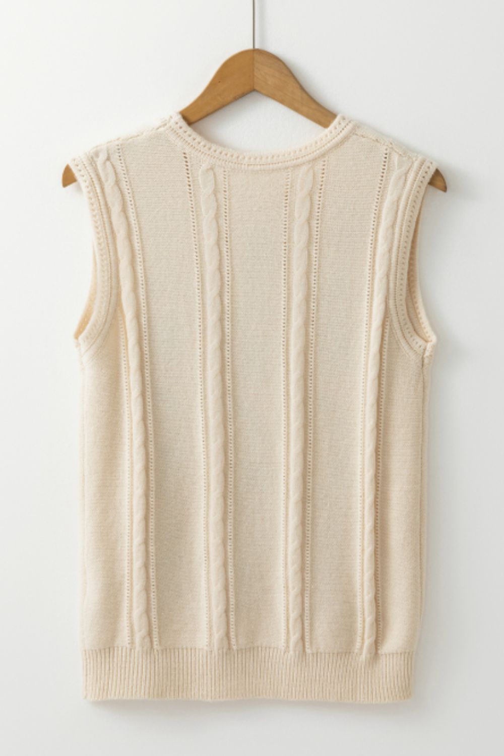 Embroidered Cable-Knit Round Neck Sweater Vest - Charming Charlie
