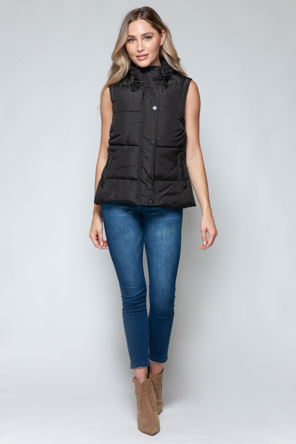 Snobbish Snap and Zip Closure Hooded Vest - Charming Charlie