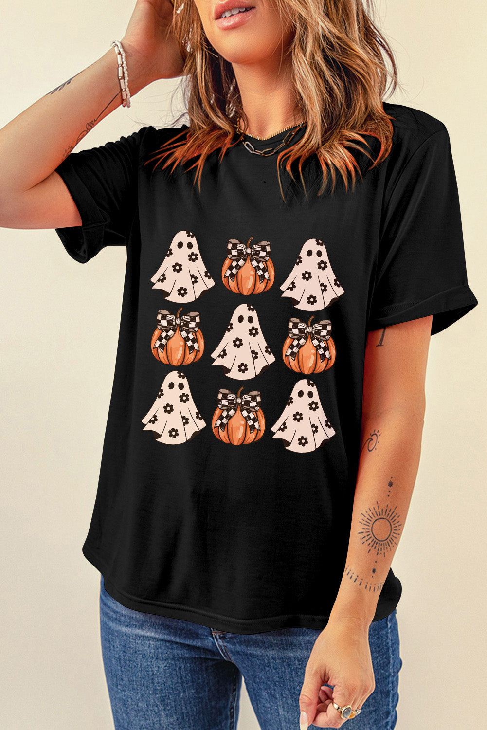 Halloween Graphic Round Neck Short Sleeve T-Shirt - Charming Charlie