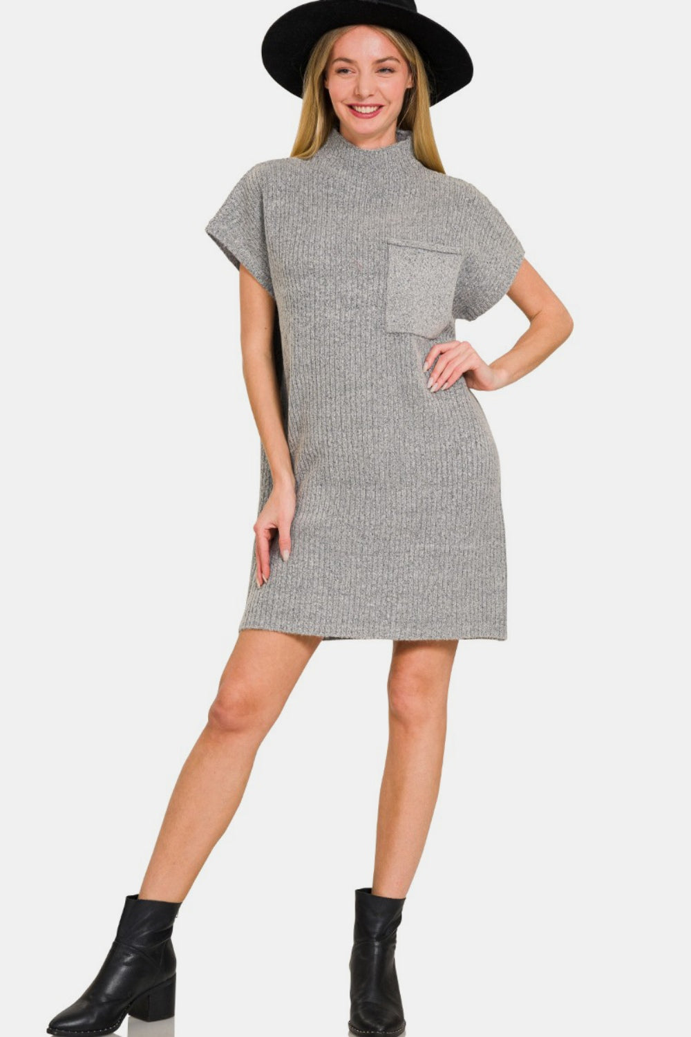 Zenana Short Sleeve Sweater Mini Dress - Charming Charlie