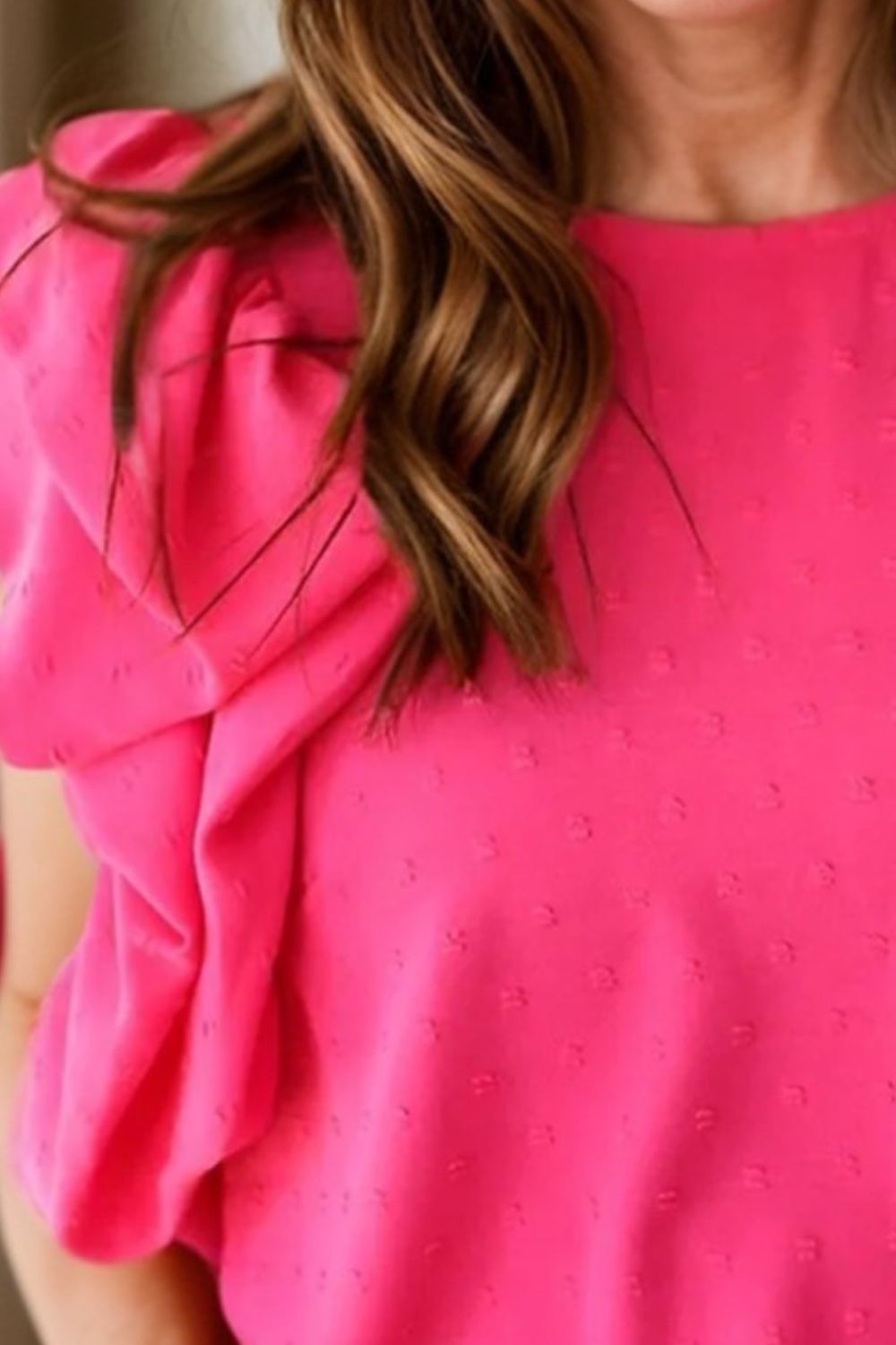 Swiss Dot Round Neck Cap Sleeve Blouse - Charming Charlie