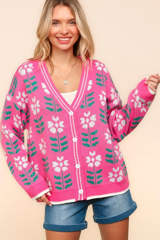 Haptics Full Size Striped Crochet Open Front Cardigan