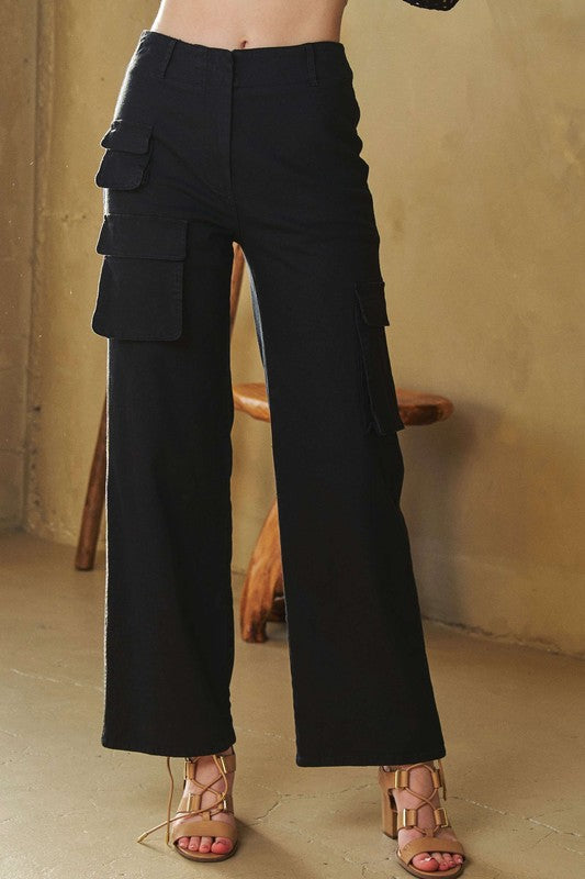 Davi & Dani Flap Pocket Mid Rise Cargo Pants - Charming Charlie