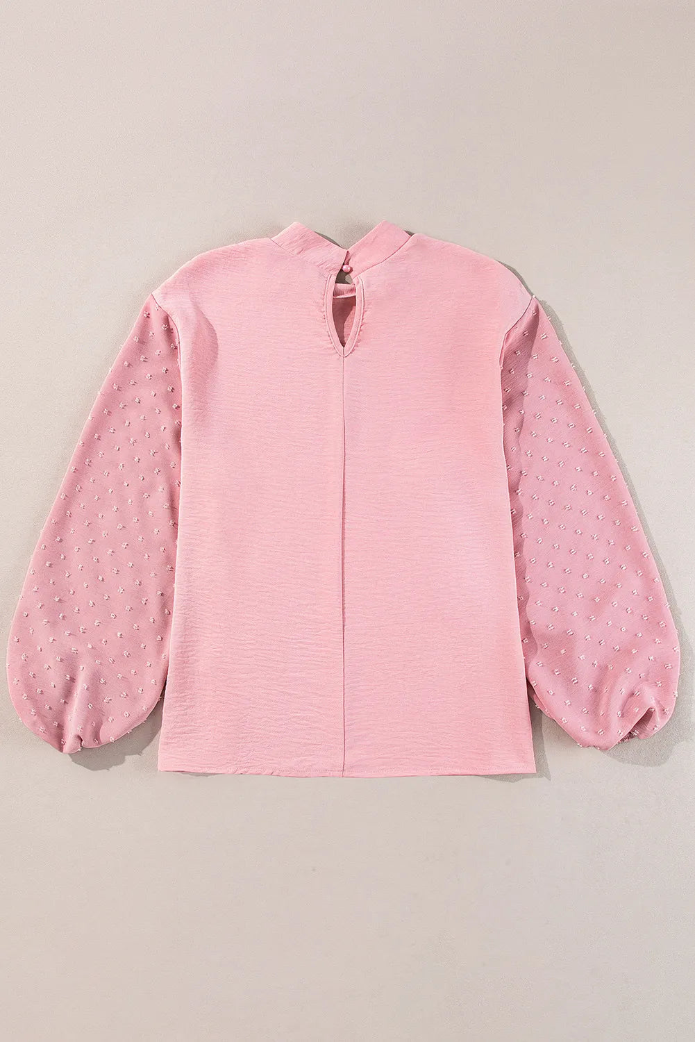 Swiss Dot Mock Neck Balloon Sleeve Blouse - Charming Charlie