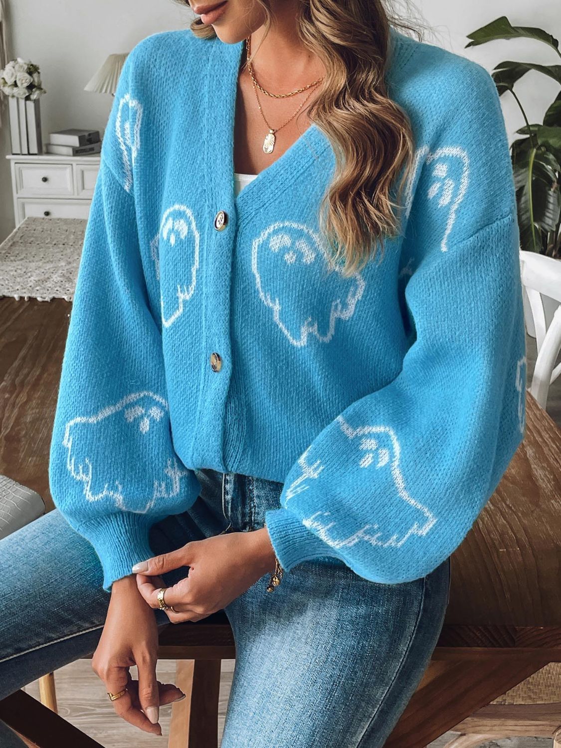 V-Neck Dropped Shoulder Cardigan - Charming Charlie