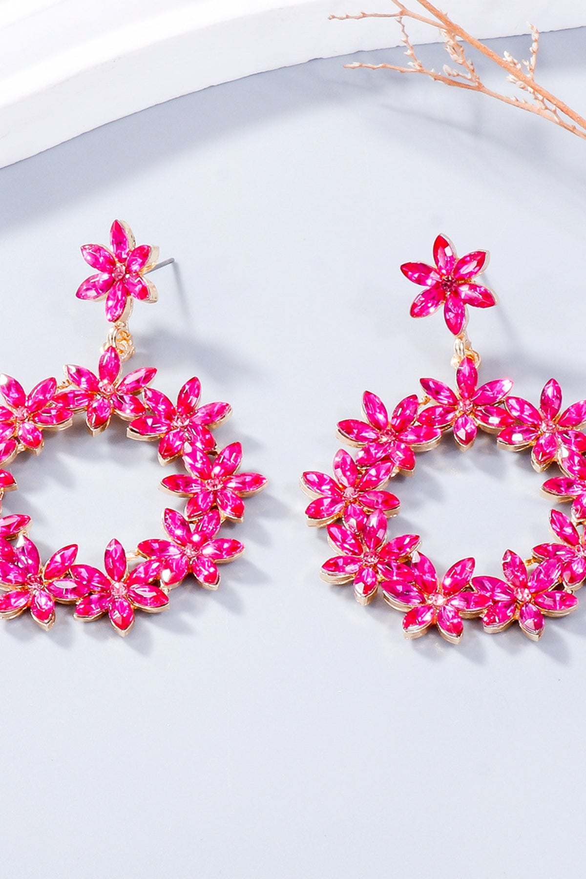 Rhinestone Flower Dangle Earrings - Charming Charlie