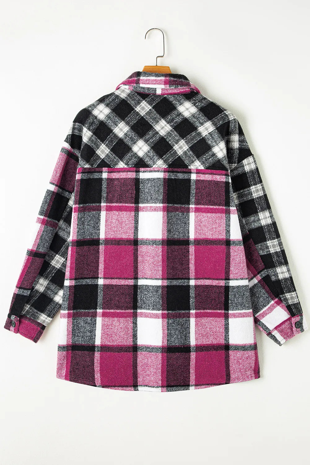 Pocketed Plaid Collared Neck Long Sleeve Shacket - Charming Charlie