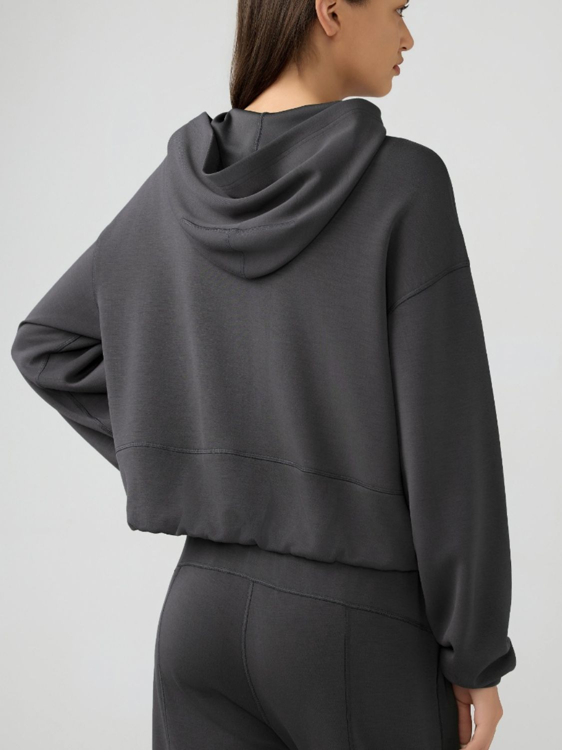 Zip Up Dropped Shouder Active Hooded - Charming Charlie