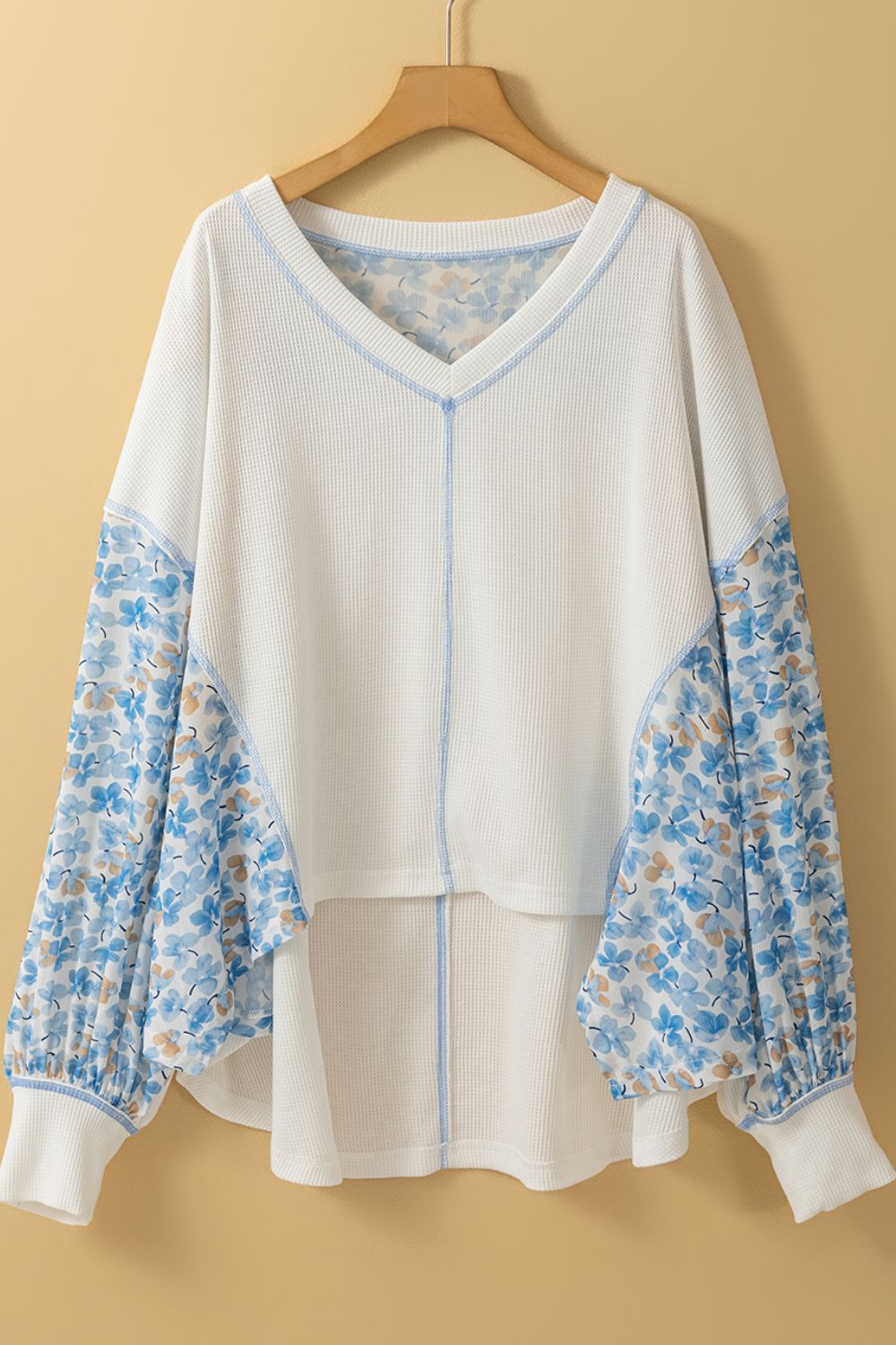 High-Low V-Neck Long Sleeve Blouse - Charming Charlie