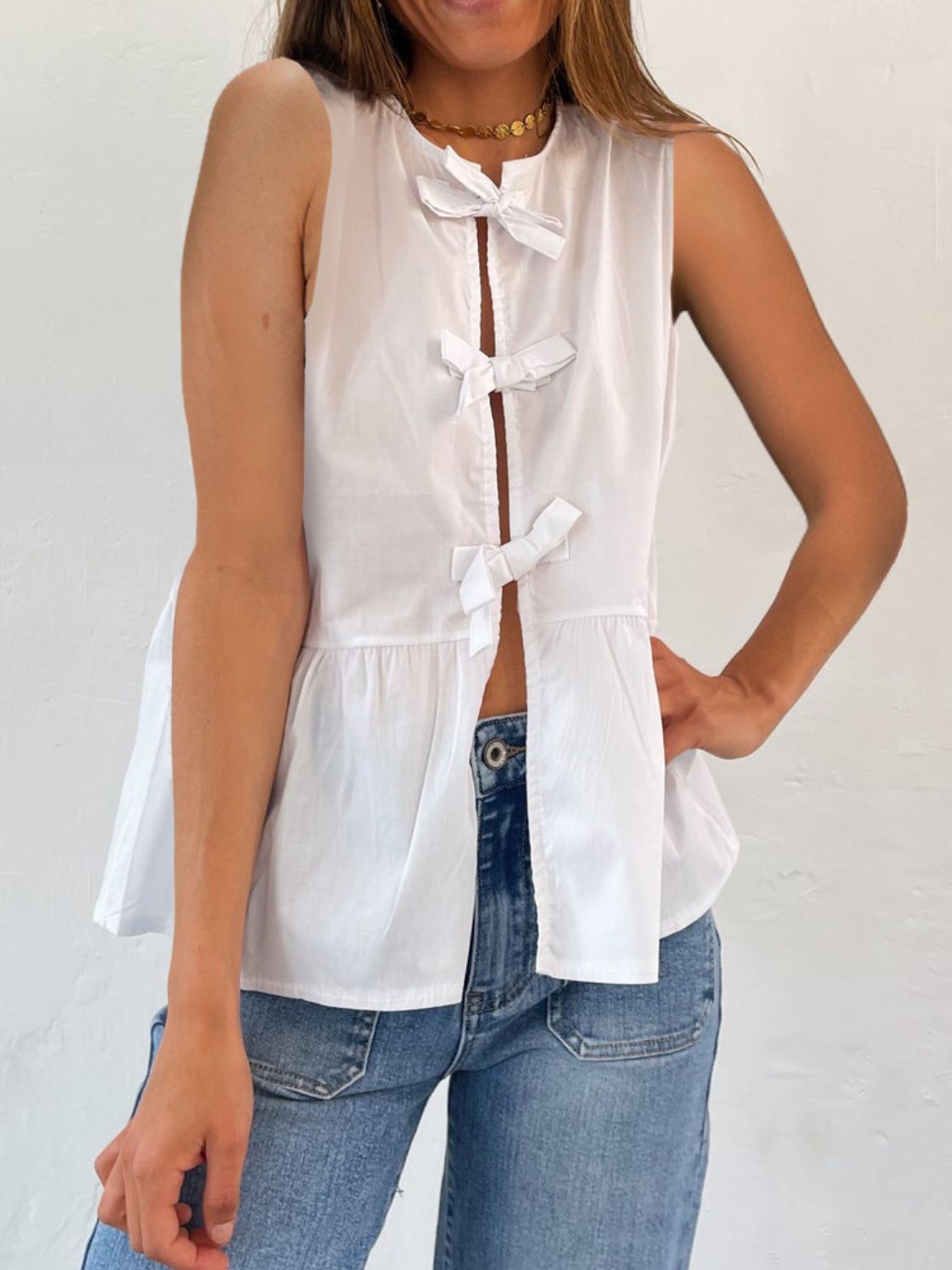 Tied Striped Round Neck Tank - Charming Charlie