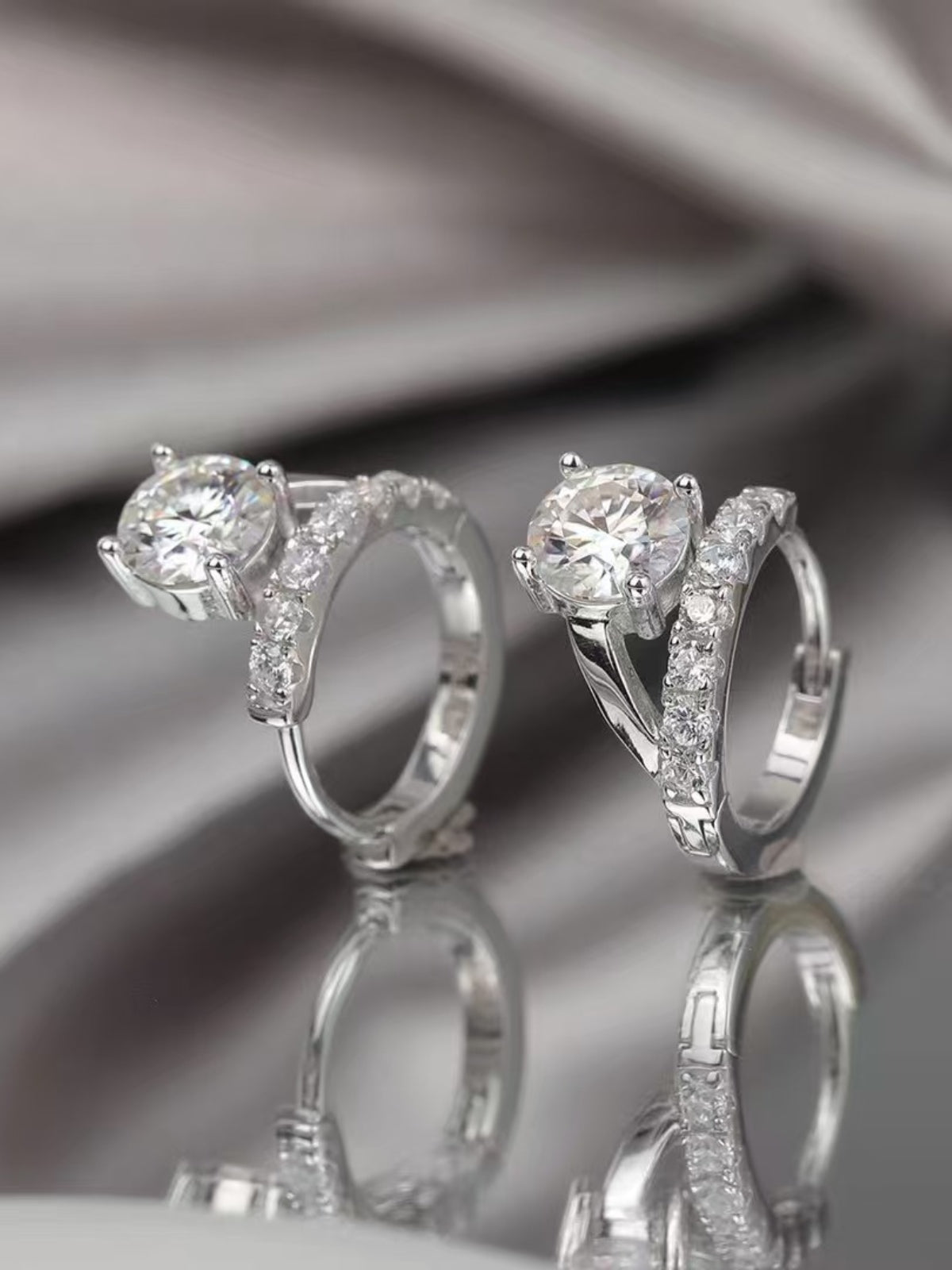 2 Carat Moissanite 925 Sterling Silver Huggie Earrings - Charming Charlie