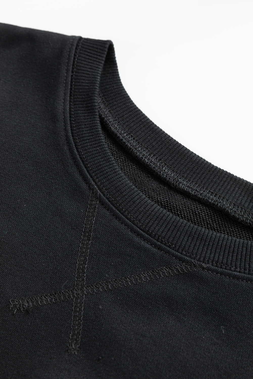 Solid Color Round Neck Long Sleeve Sweatshirt - Charming Charlie