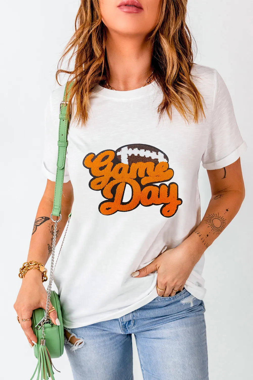 GAME DAY Round Neck Short Sleeve T-Shirt - Charming Charlie