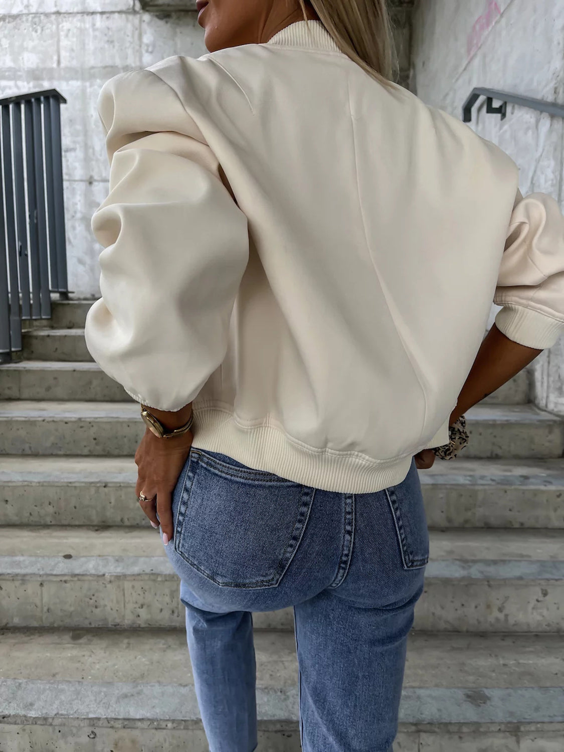 Baseball Collar Dropped Shoulder Jacket - Charming Charlie