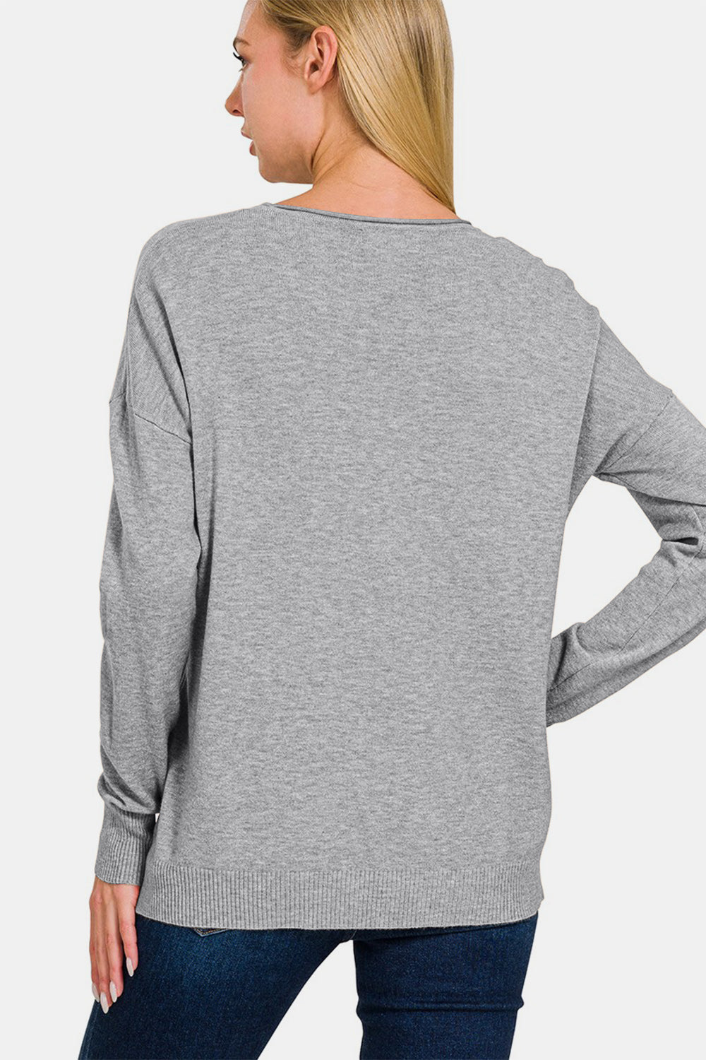 Zenana Front Seam Round Neck Sweater - Charming Charlie