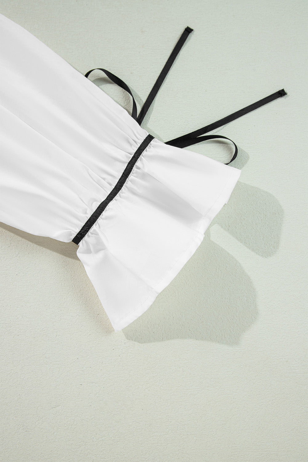 Ribbon Bowtie Collared Neck Flounce Sleeve Shirt - Charming Charlie