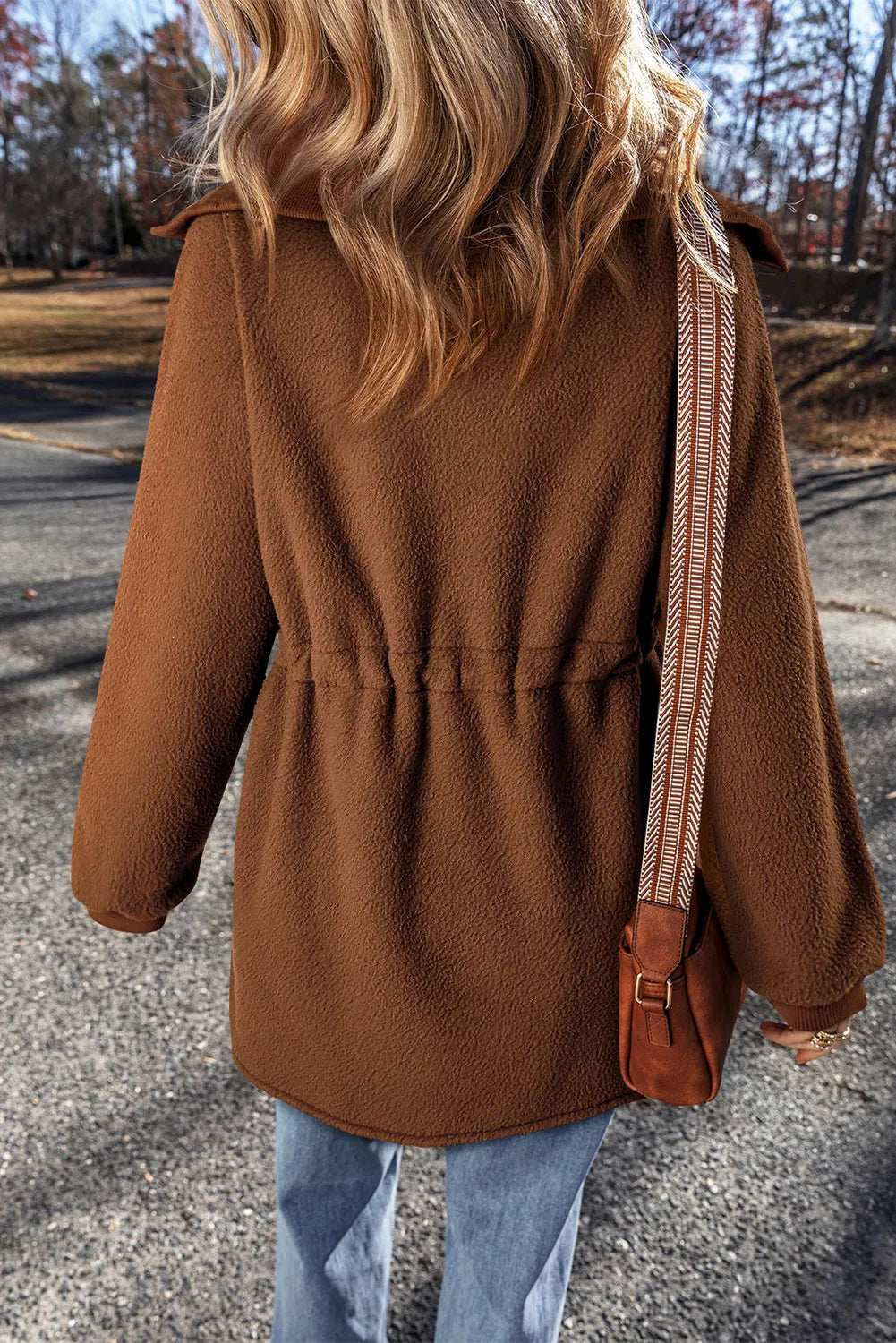 Drawstring Half Zip Long Sleeve Sweatshirt - Charming Charlie