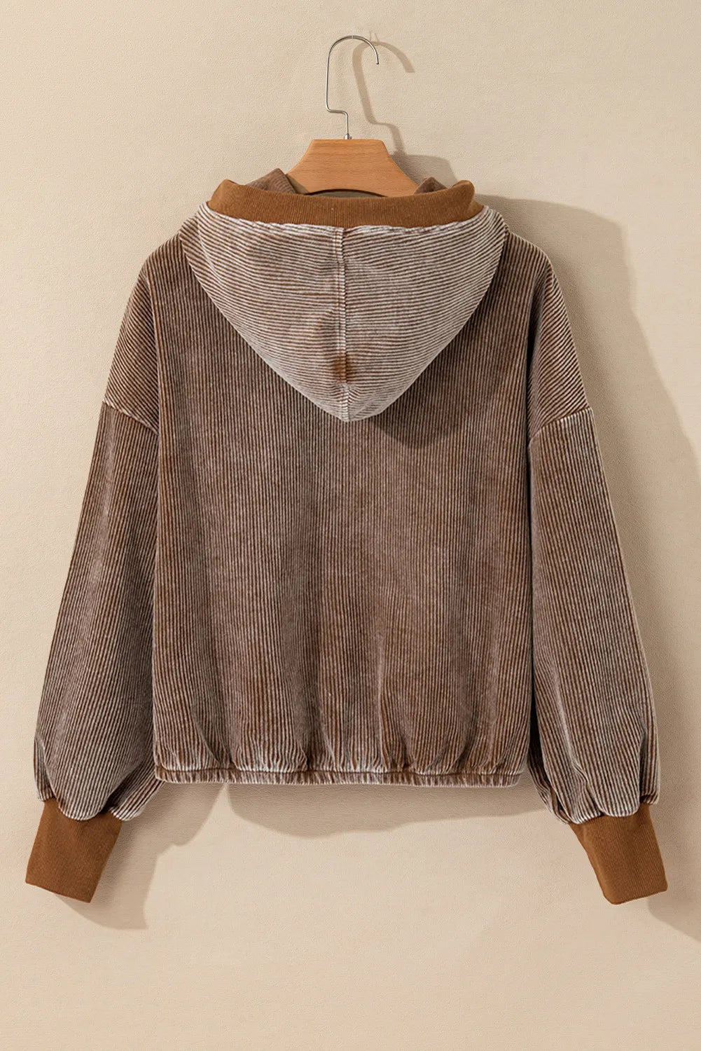 Drawstring Half Zip Long Sleeve Hoodie - Charming Charlie
