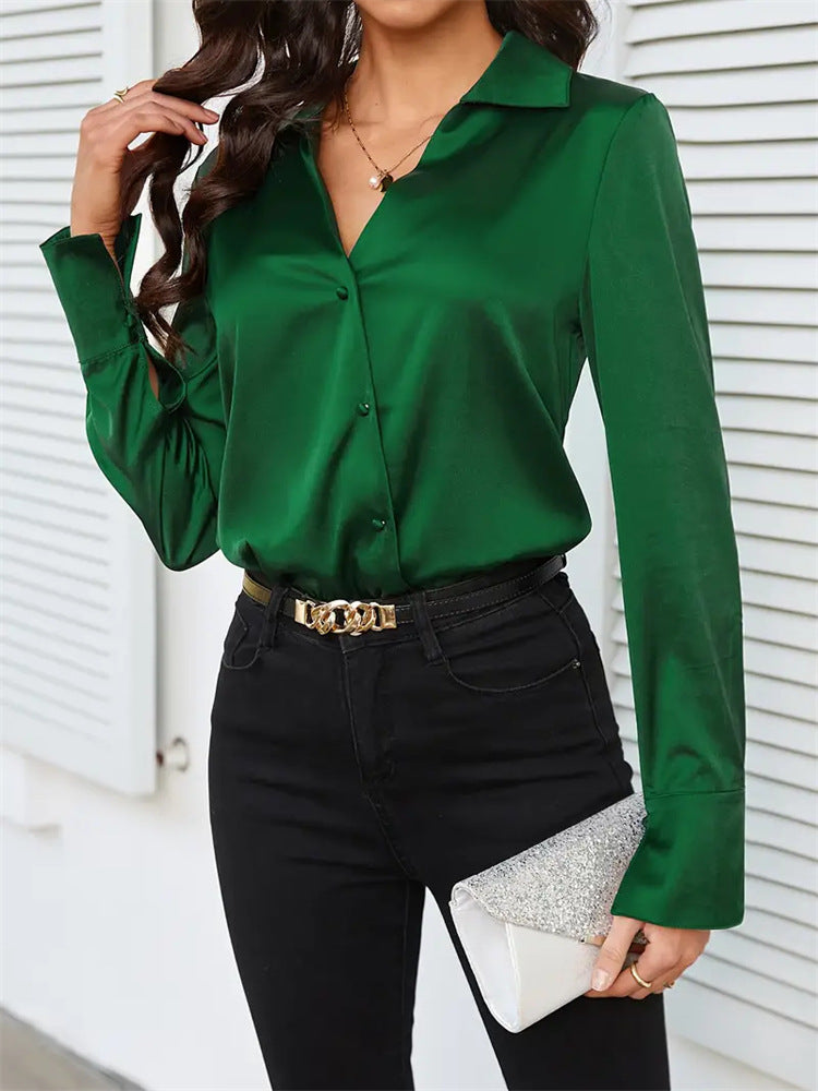 Button Up Collared Neck Long Sleeve Shirt - Charming Charlie