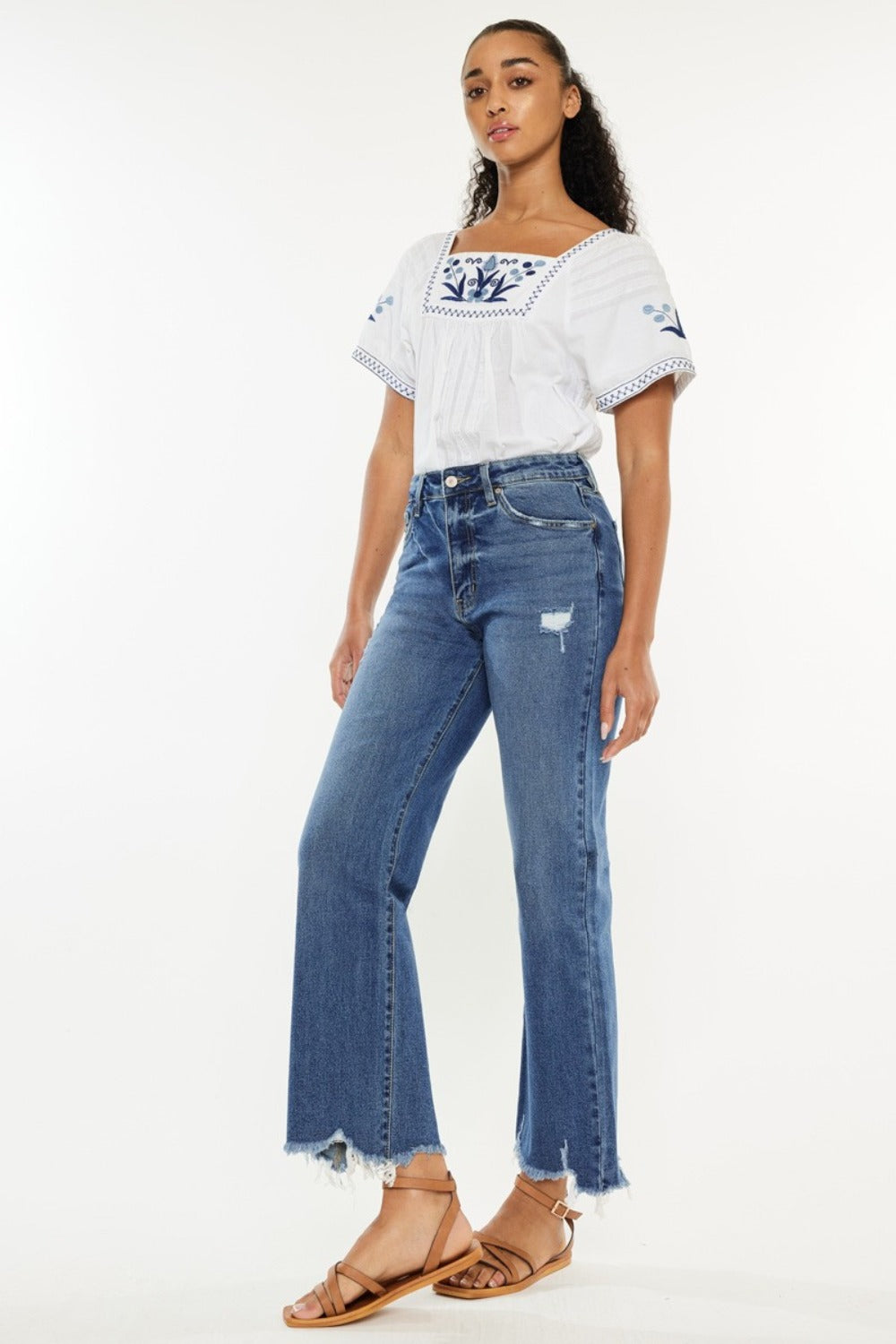 Kancan Full Size High Rise Slim Wide Leg Jeans - Charming Charlie