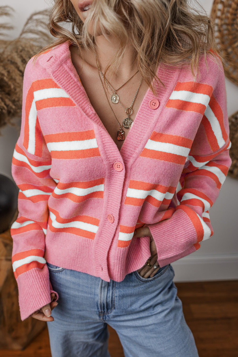 Striped Button Down Long Sleeve Cardigan - Charming Charlie