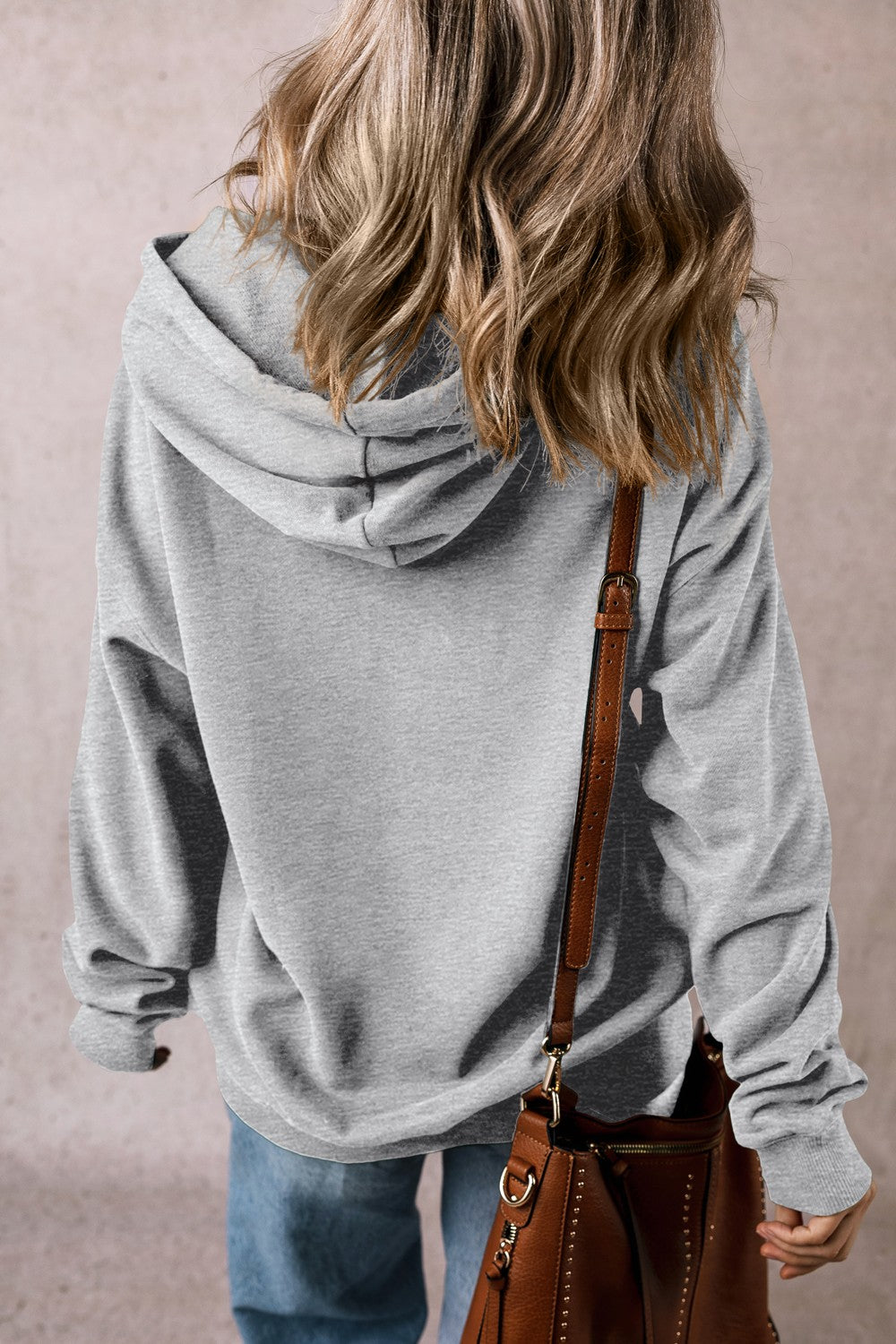Drawstring Pocketed Long Sleeve Hoodie - Charming Charlie