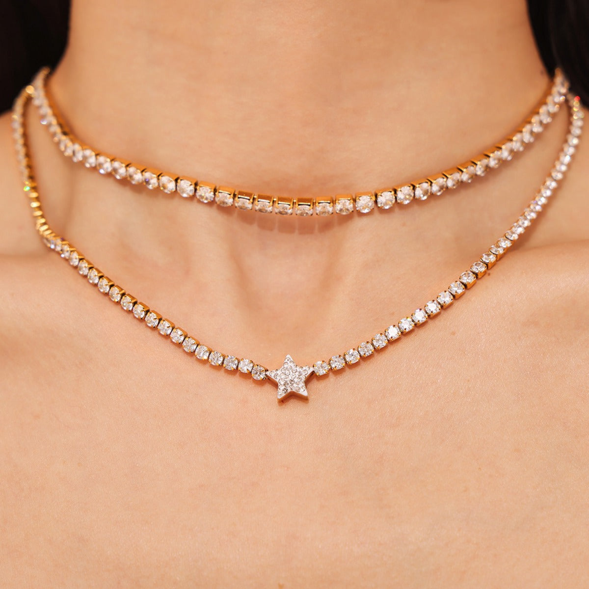 Titanium Steel Zircon Star Necklace - Charming Charlie