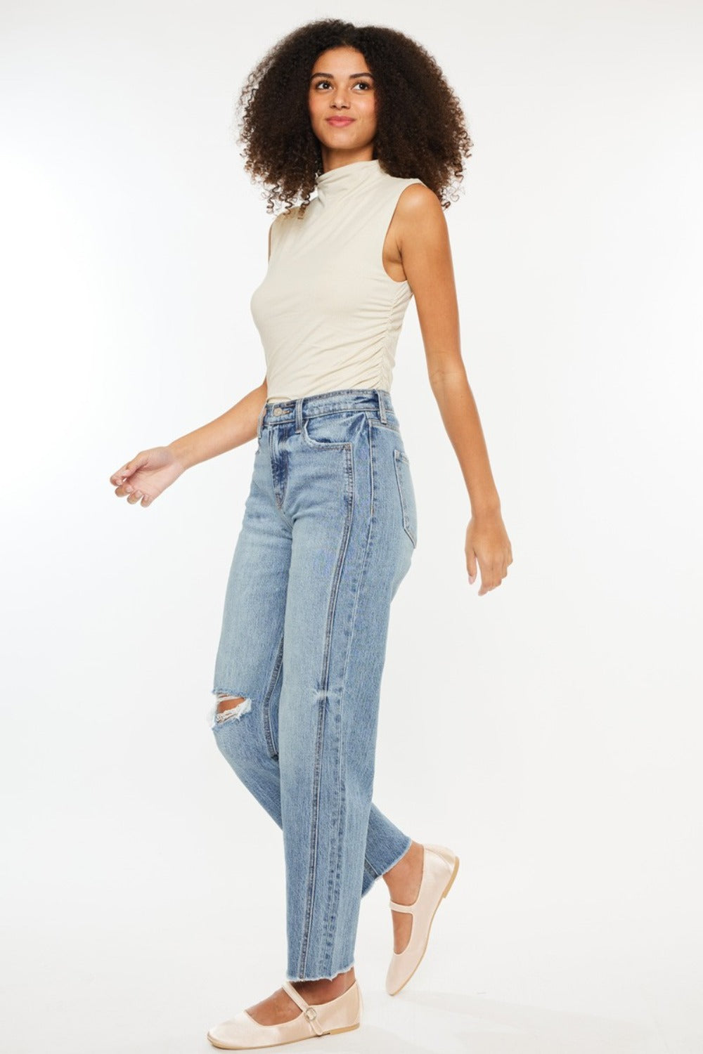 Kancan Ultra High Rise Distressed Straight Jeans - Charming Charlie